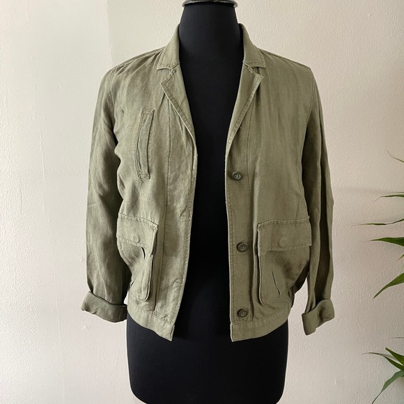 Madewell Jackets & Blazers - Madewell $98 League Cargo Jacket Womens XXS F0890 Linen Blend Basic Utility
